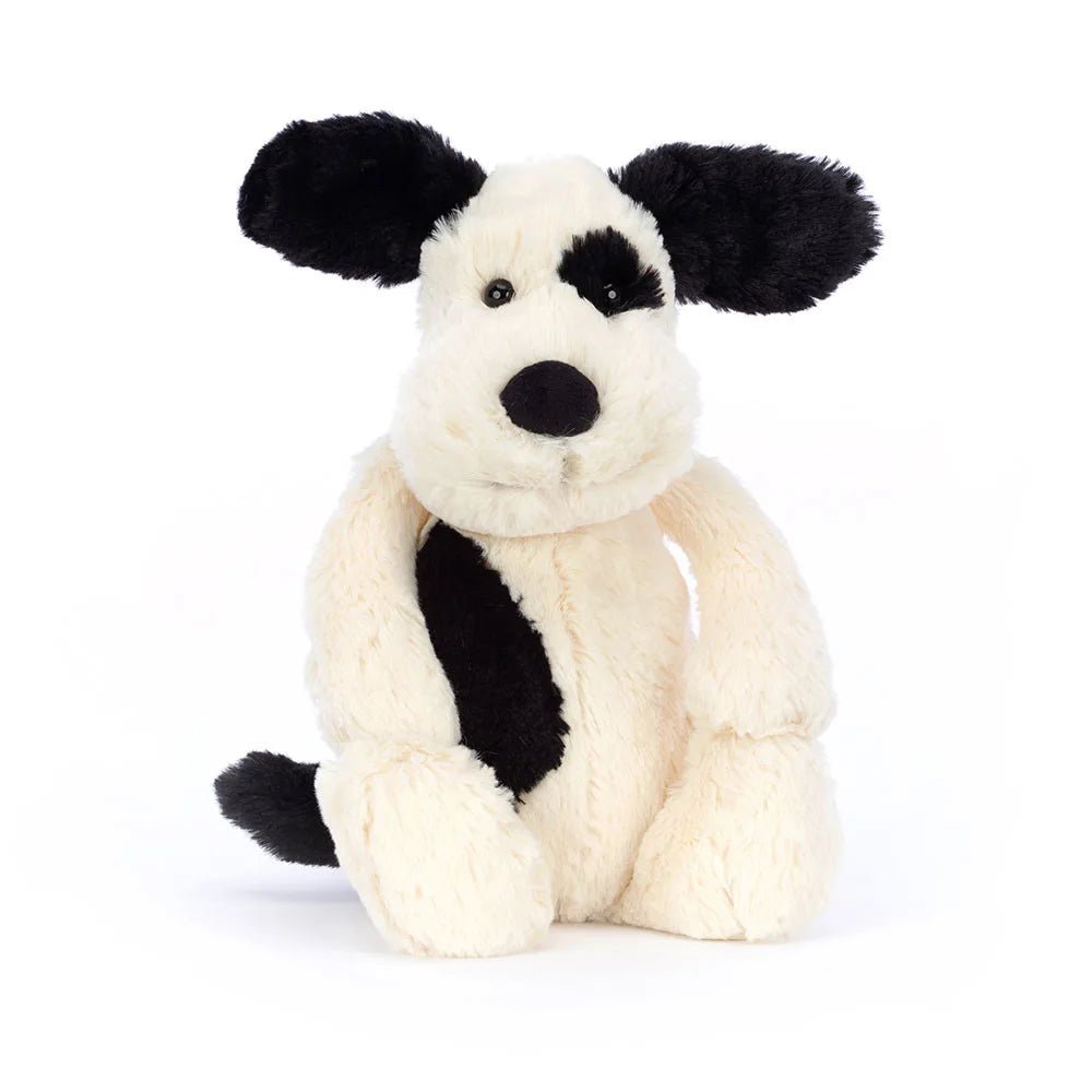 Jellycat Medium Bashful Black & Cream Puppy – Lovingly Signed