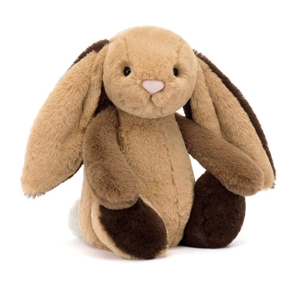 Bashful Patchwork Brown Bunny is soft and sweet in many shades of brown!
