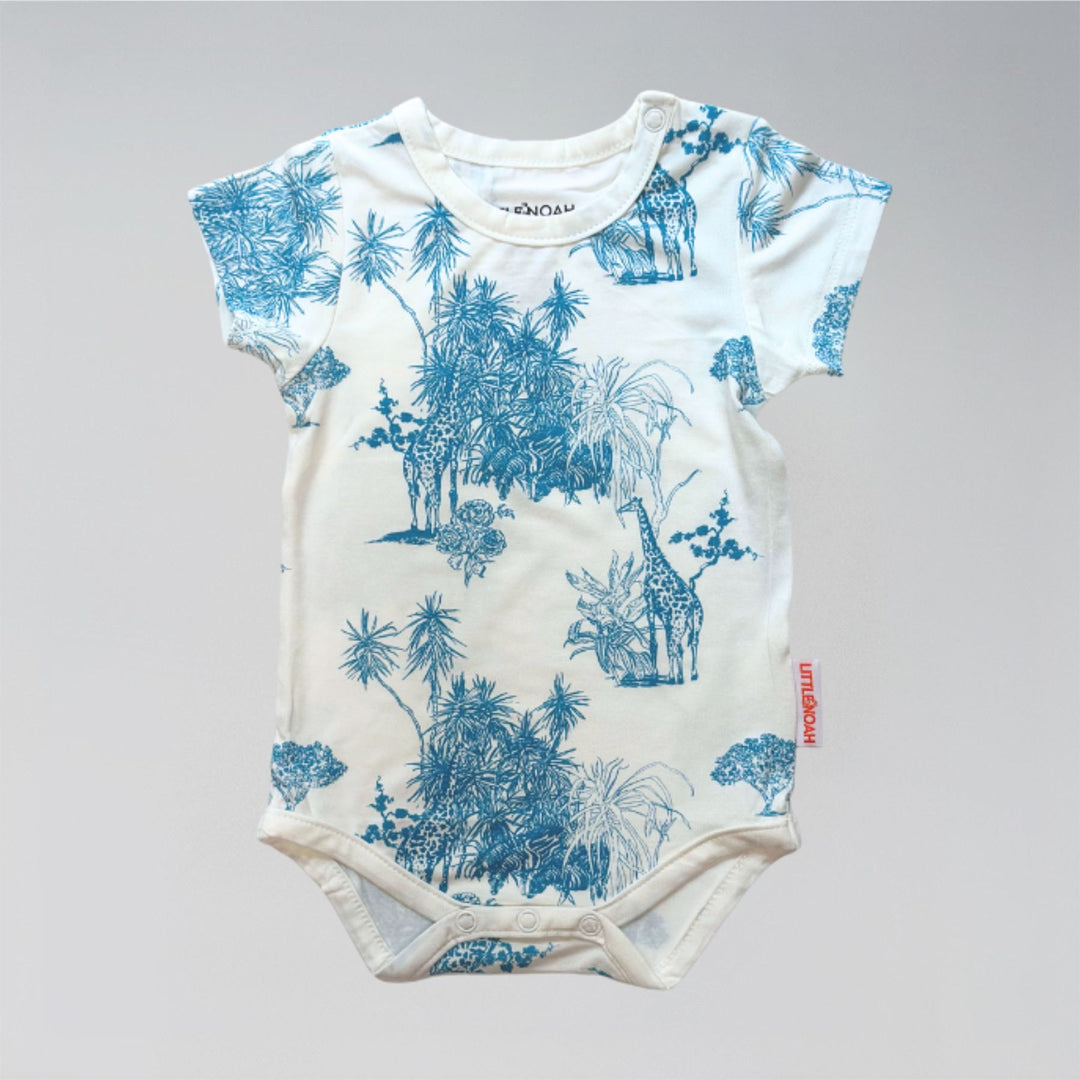 Little Noah Premium Bamboo Safari Classic Romper in Blue