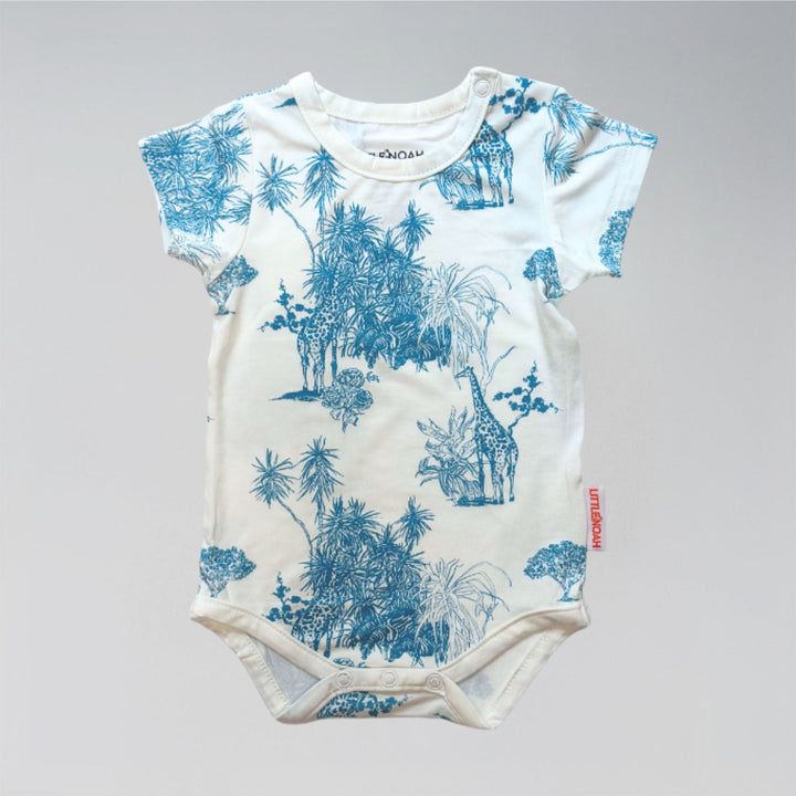 Little Noah Premium Bamboo Safari Classic Romper in Blue