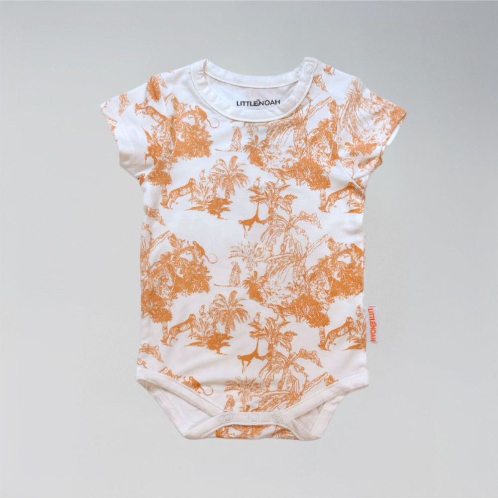 Little Noah Premium Bamboo Safari Classic Romper in Orange