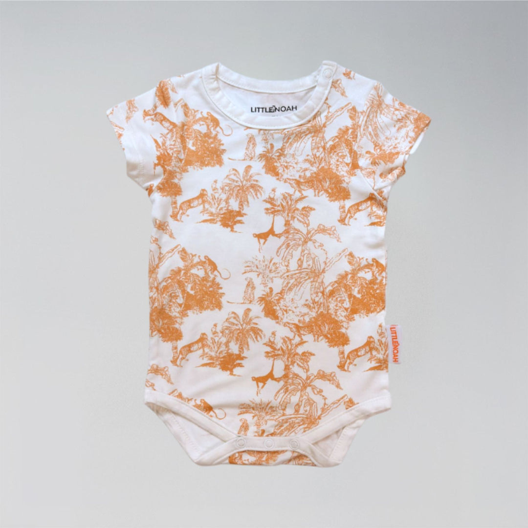 Little Noah Premium Bamboo Safari Classic Romper in Orange