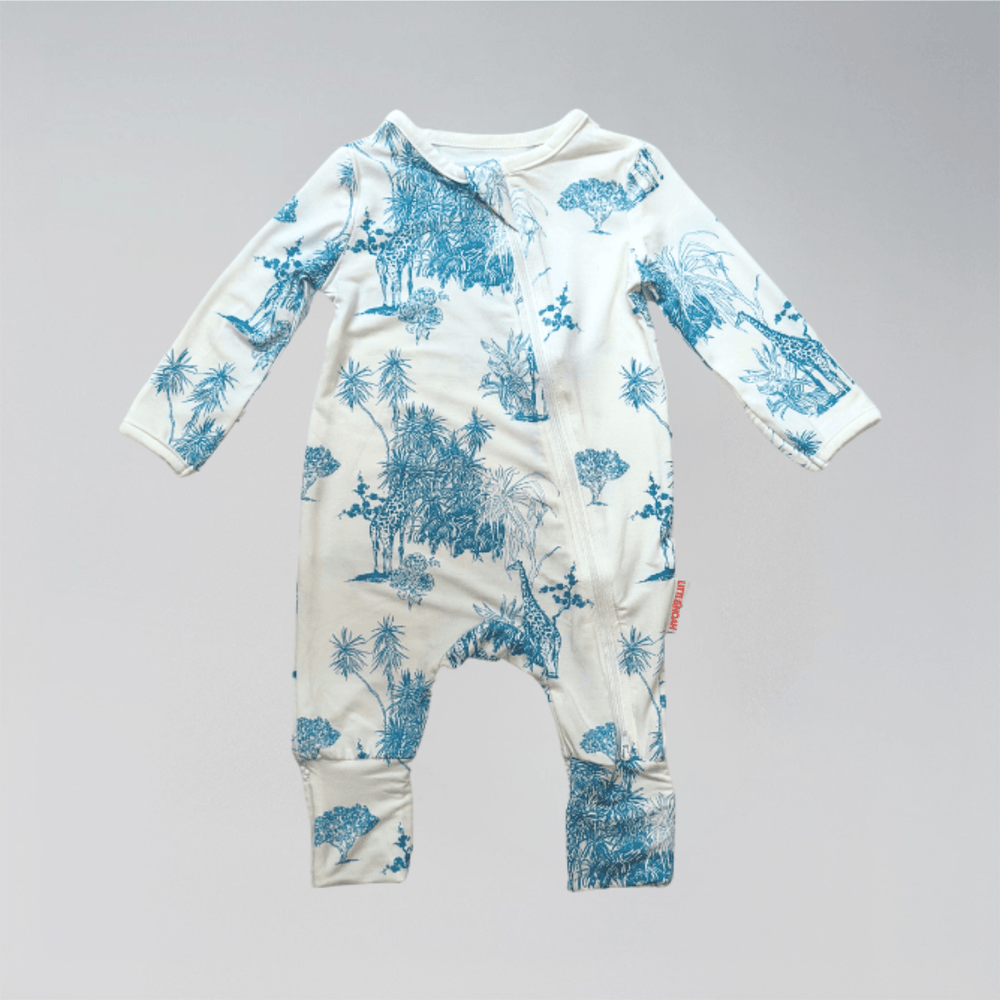 Little Noah Bamboo Safari Sleepsuit in Blue
