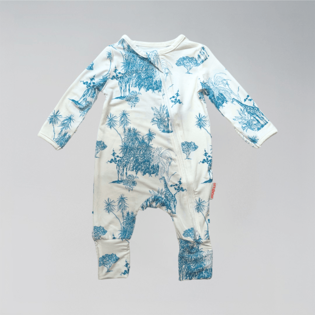 Little Noah Bamboo Safari Sleepsuit in Blue