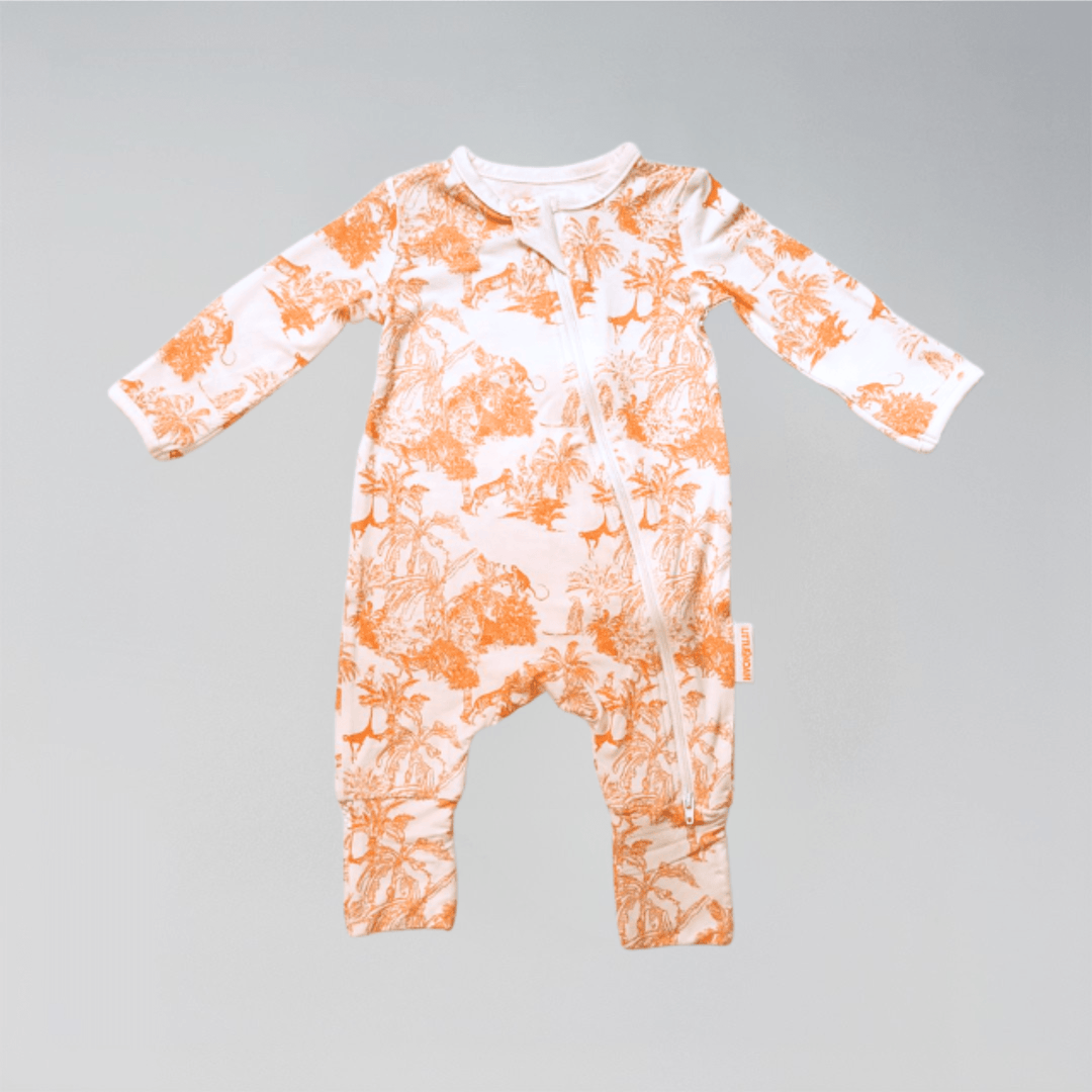 Little Noah Bamboo Safari Sleepsuit in Orange