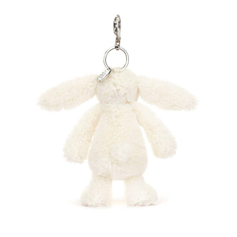 Backview of Jellycat Bashful Blossom Cream Berry Bunny Bag Charm. A great Jelly cat gift
