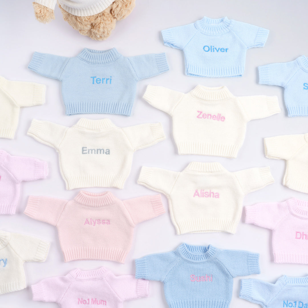 Premium Soft Toy Jumper for Medium Soft Toys - Pink, Blue, Cream fits jellycat soft toys