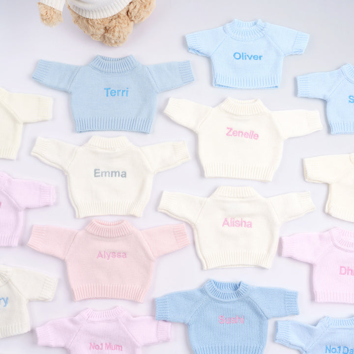 Premium Soft Toy Jumper for Medium Soft Toys - Pink, Blue, Cream fits jellycat soft toys