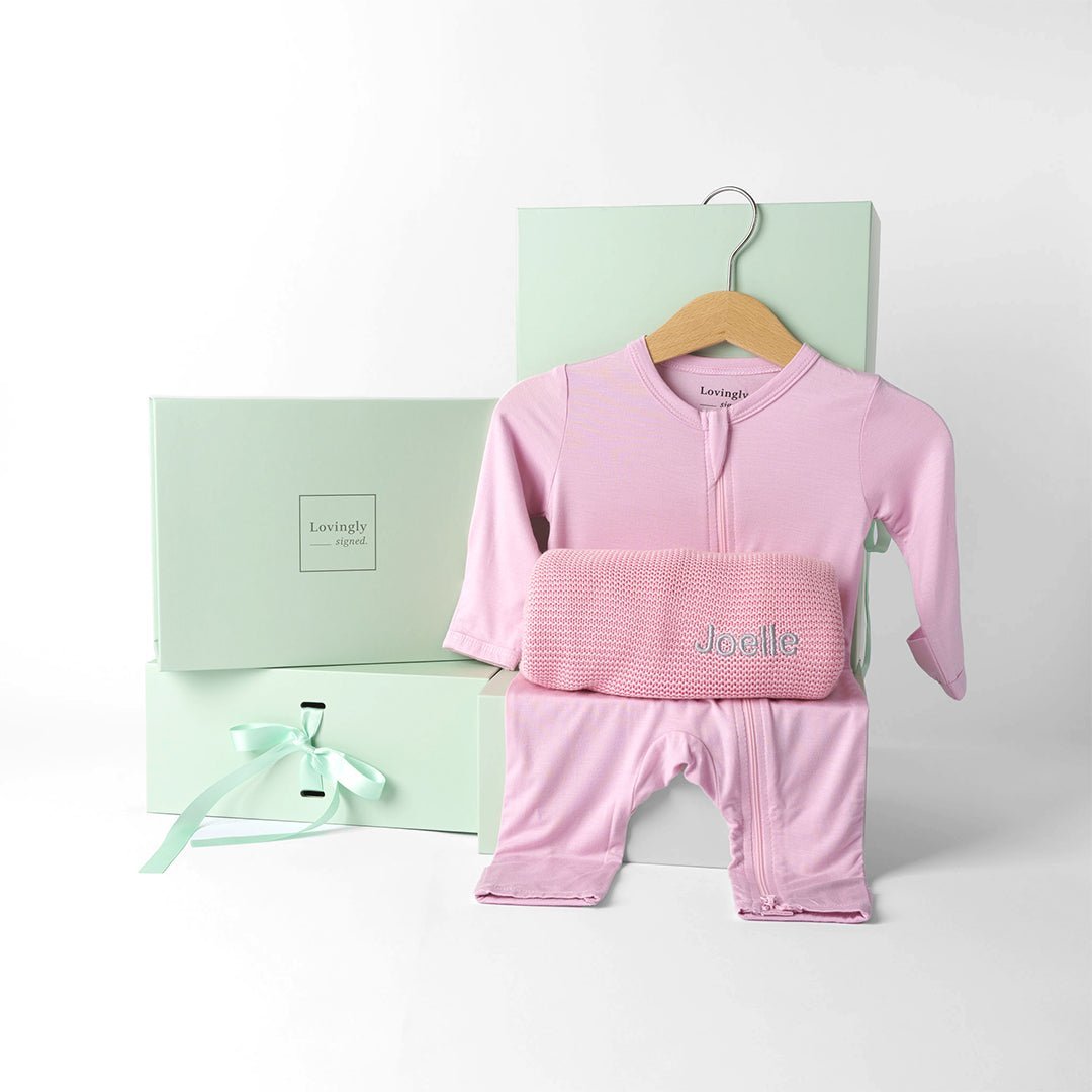 Personalised Bamboo Essentials Gift Set in Pink