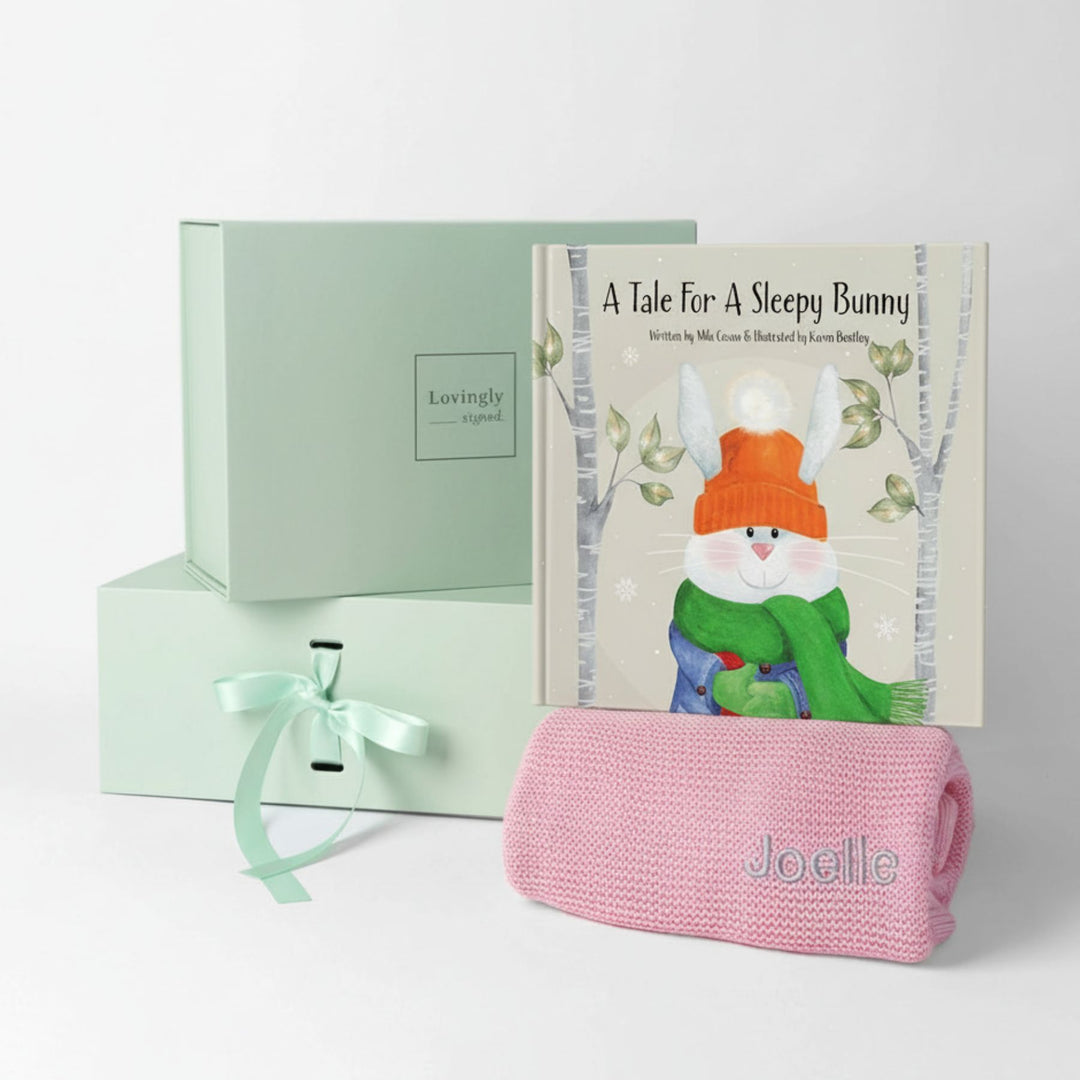 bed time stories gift set in pink