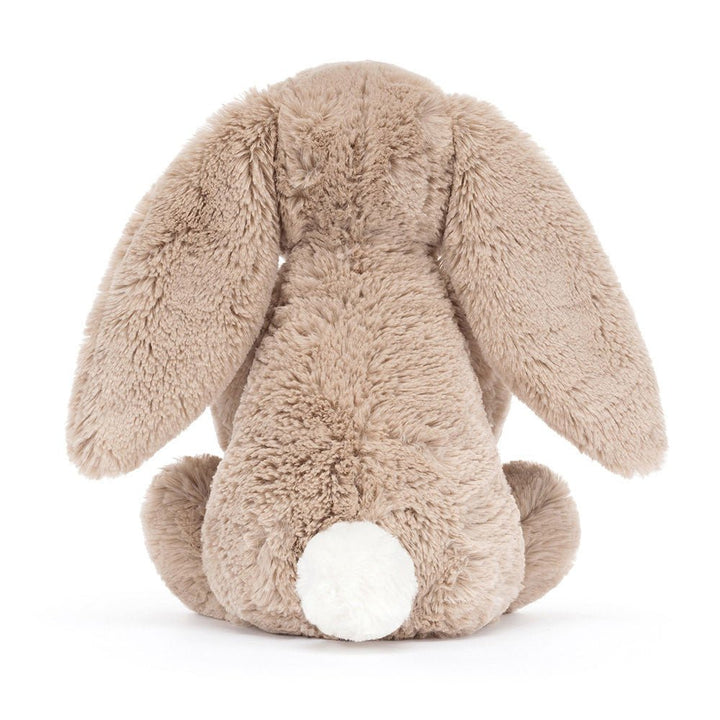 Backview of Jellycat Beige Bunny with Birthday Cake