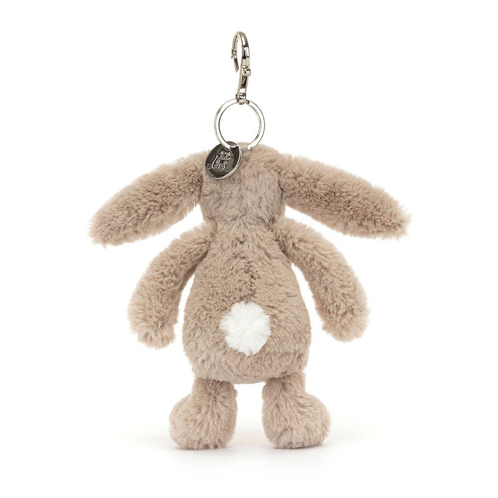 Backview of Jellycat Bashful Beige Bunny Bag Charm