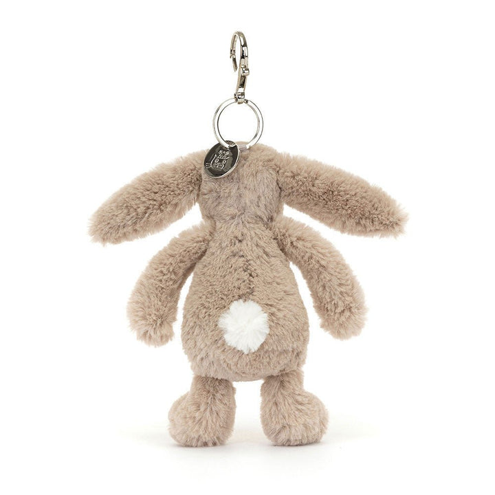 Backview of Jellycat Bashful Beige Bunny Bag Charm