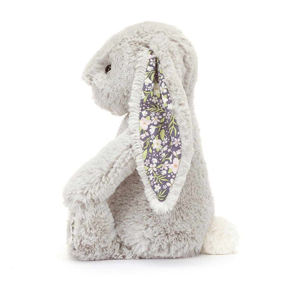 Sideview of Jellycat Bashful Silver Blossom Bloom Bunny