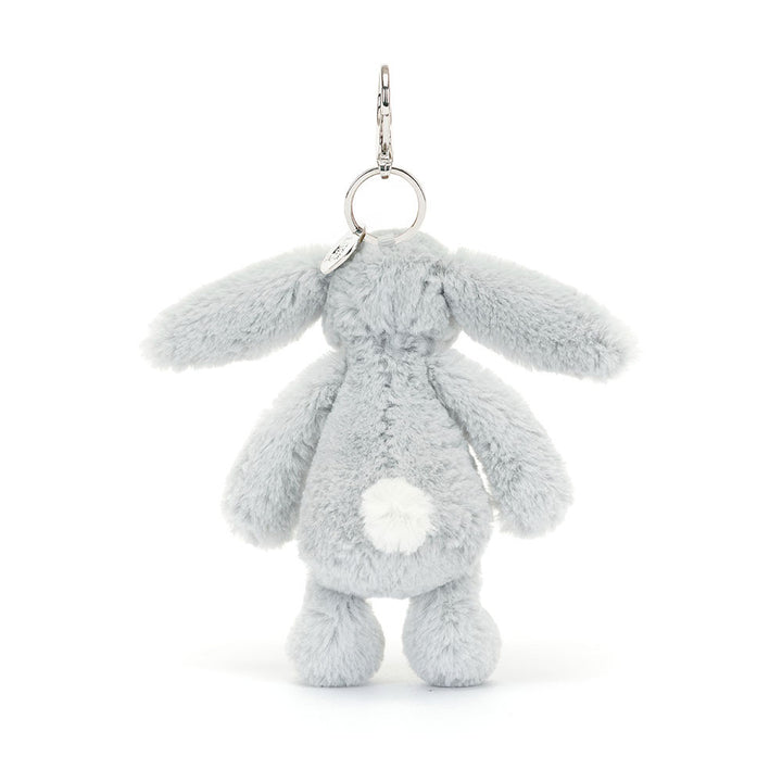 Backview of Jellycat Bashful Silver Bunny Bag Charm