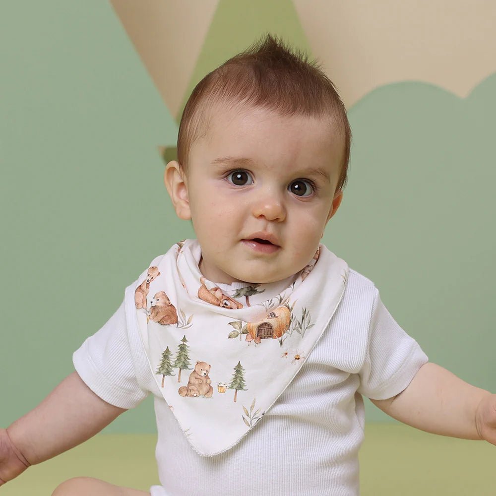 Organic baby bib in Enchanted Collection bear design