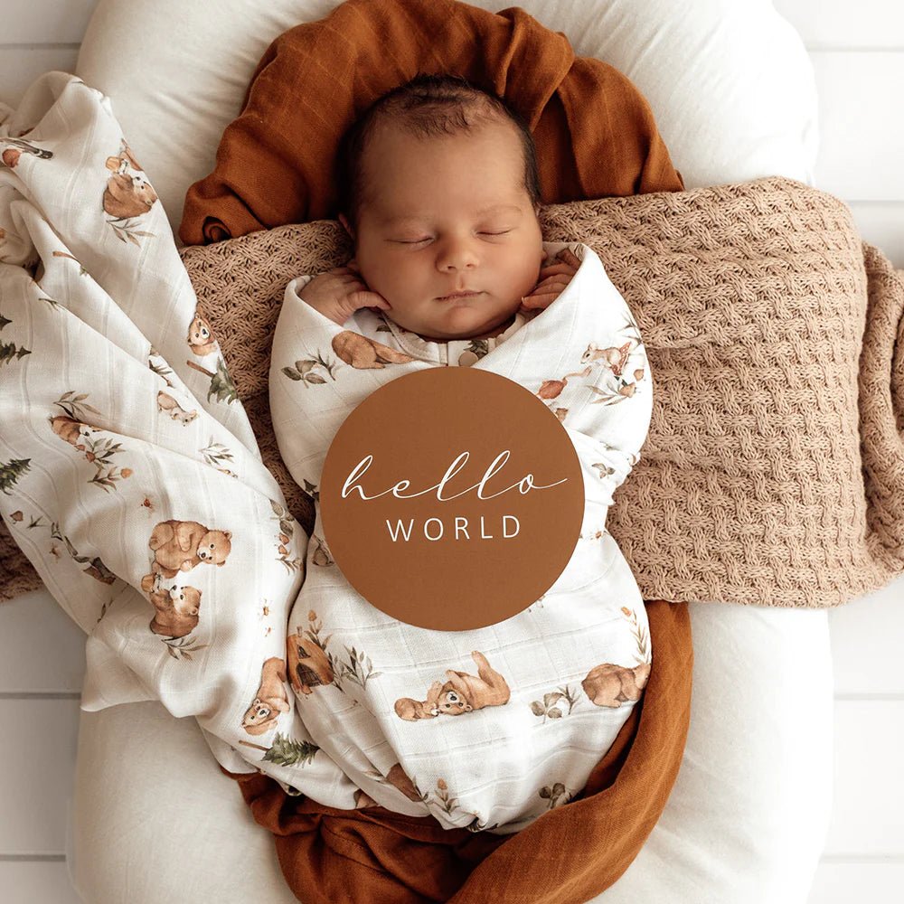 Soft organic cotton muslin wrap for newborns – Bears design
