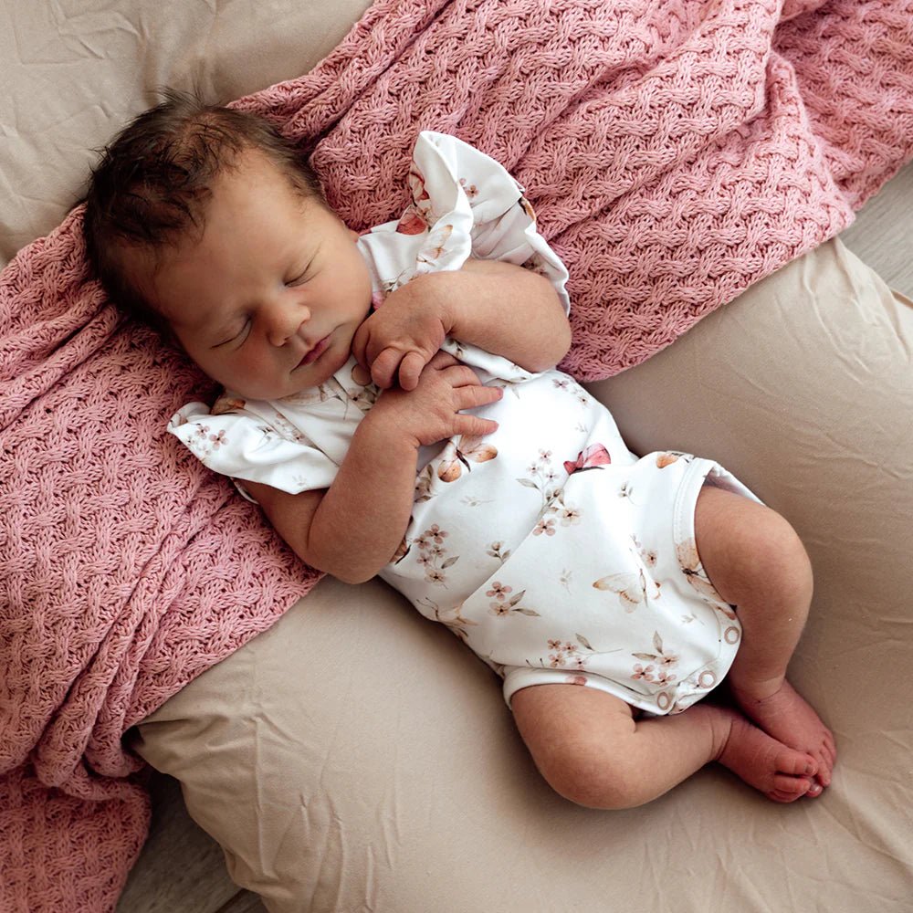Snuggle Hunny Butterfly print organic cotton romper