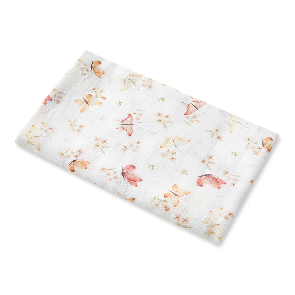 Soft muslin baby blanket in pink butterfly design