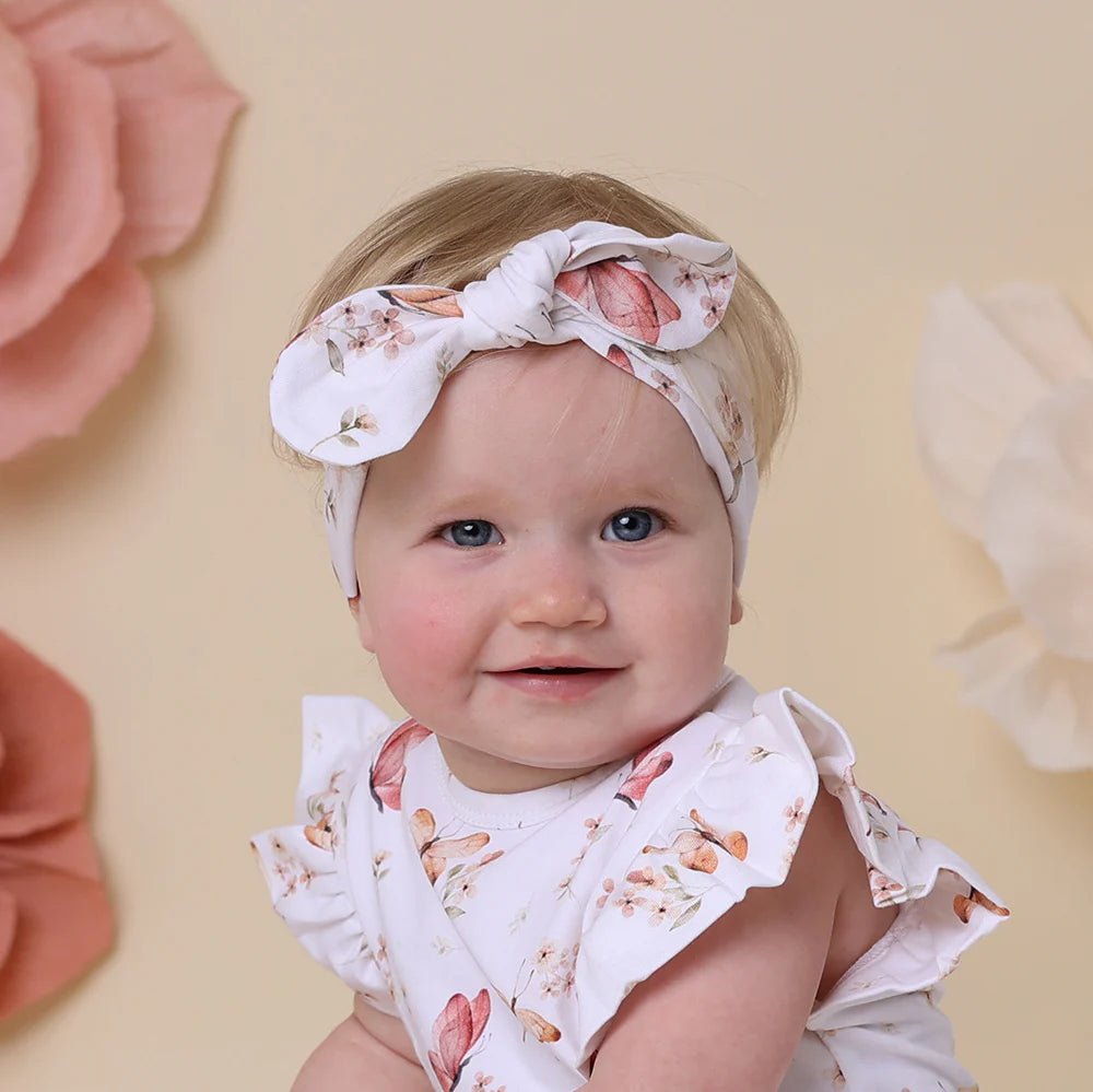 Snuggle Hunny organic cotton topknot in Butterfly print