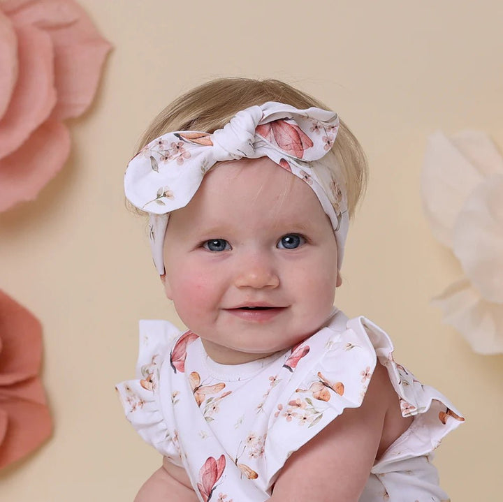 Snuggle Hunny organic cotton topknot in Butterfly print