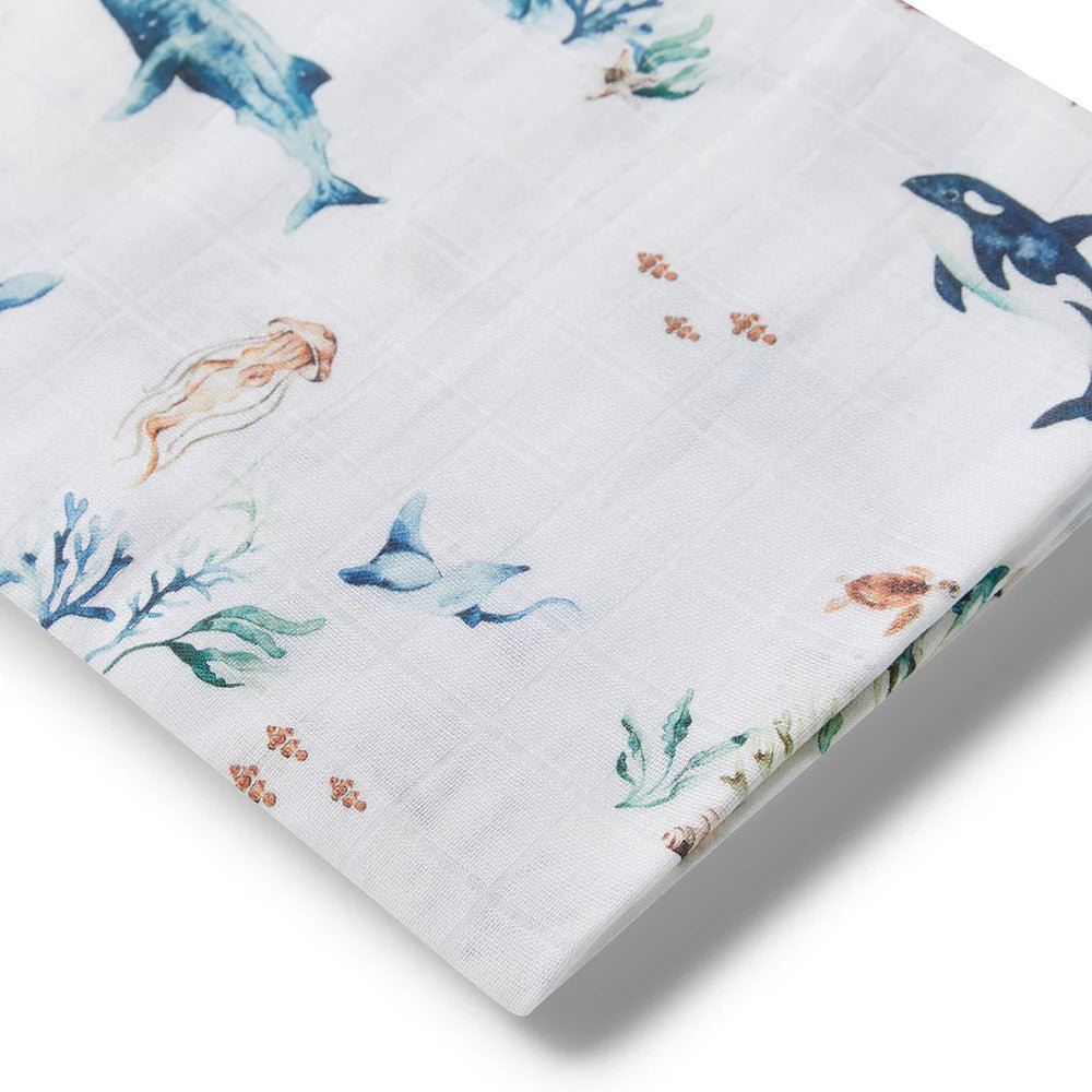 GOTS certified cotton wrap for newborns – ocean design