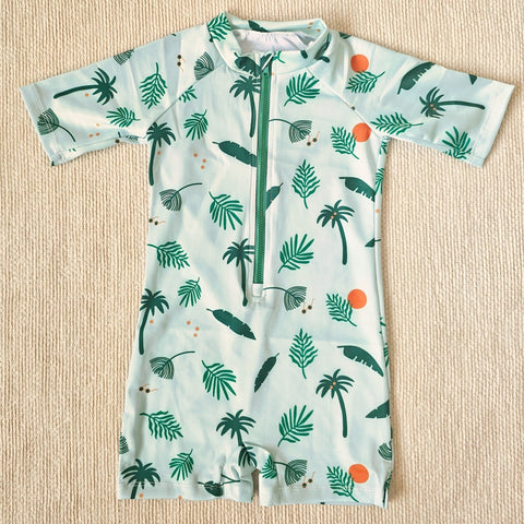Personalised Nature Boys Front Zip Swimsuit (Multiple Option Colours)