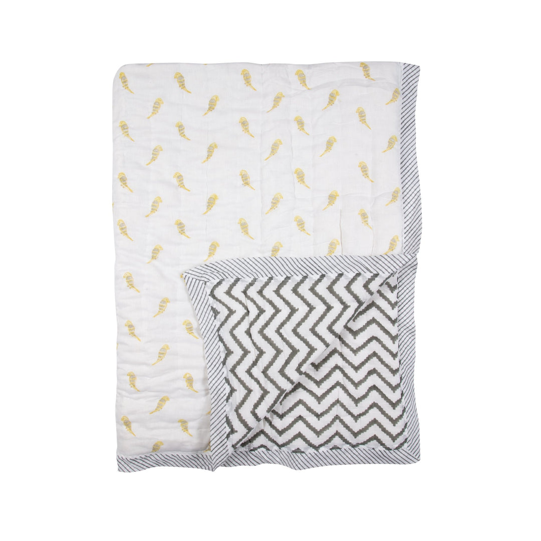 Feroza Personalised Baby Quilt - Yellow Birds