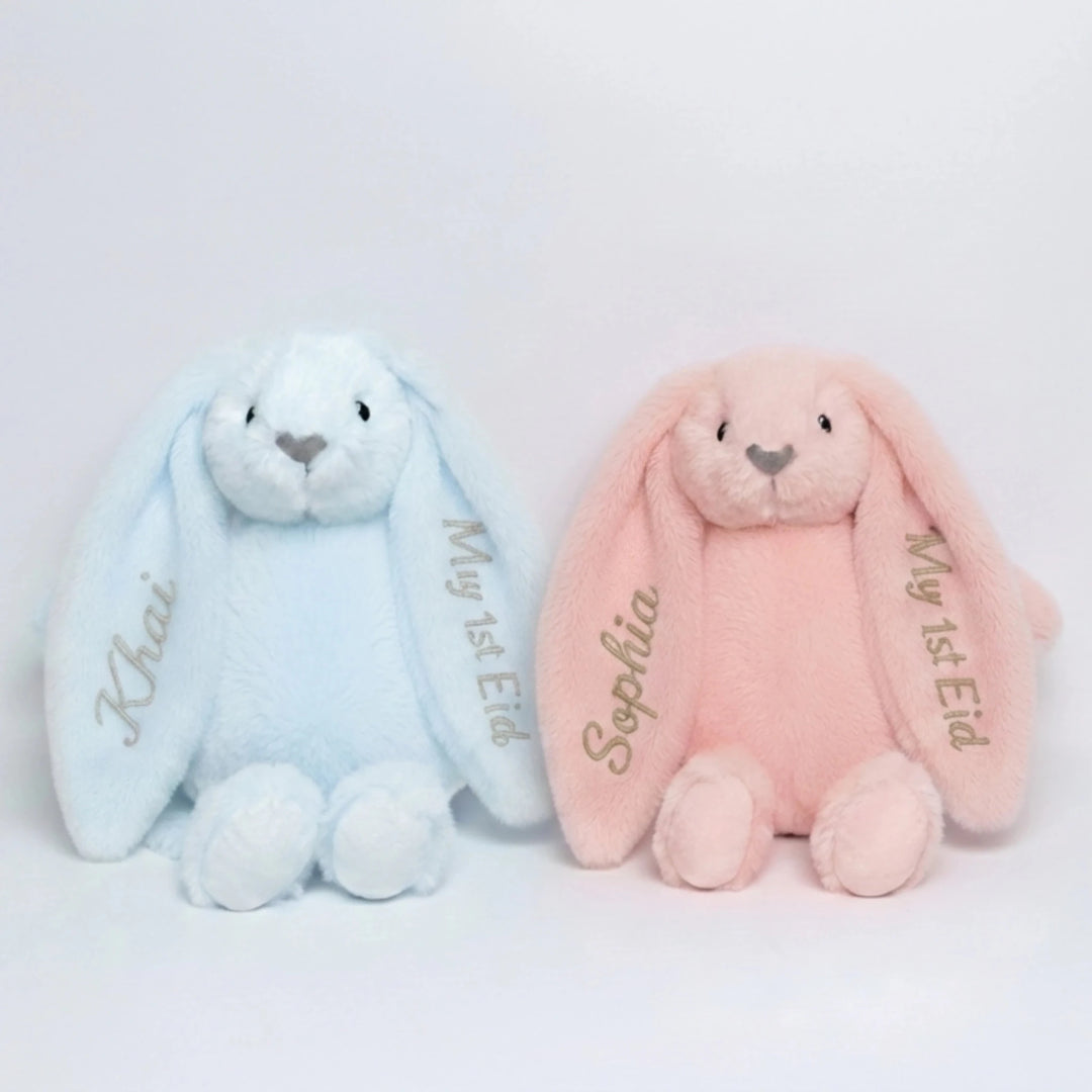 Unisex Baby Gifts: Personalised "My 1st Eid" 2026 Bunny Plush Baby Gift | Lovingly Signed SG
