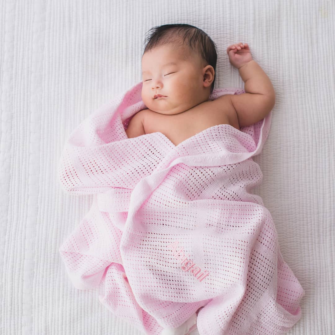  Personalised Organic Cotton Blanket - Pink 