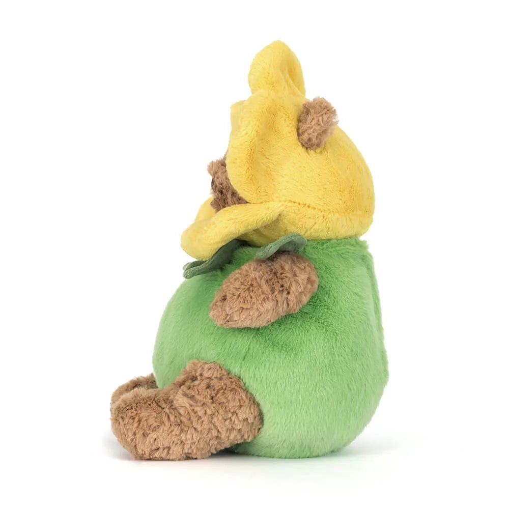 Jellycat Bartholomew Bear stuffed toy in daffodil costume for baby gifts and nursery décor