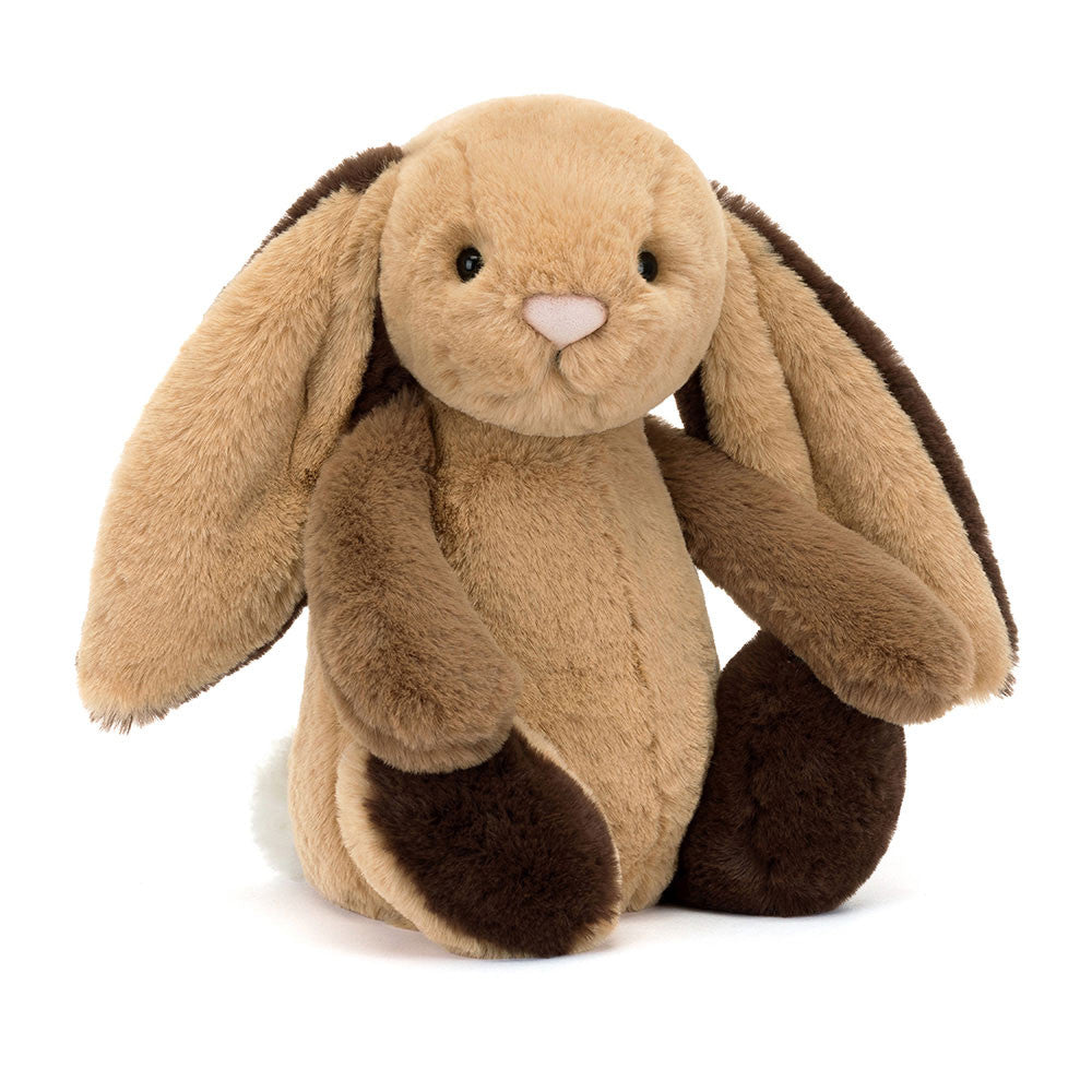 Bashful Patchwork Brown Bunny is soft and sweet in many shades of brown! 
