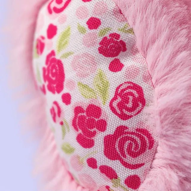 Close up of Jellycat Blushkin Blossom Luxe Bunny luxury plush rabbit with floral design