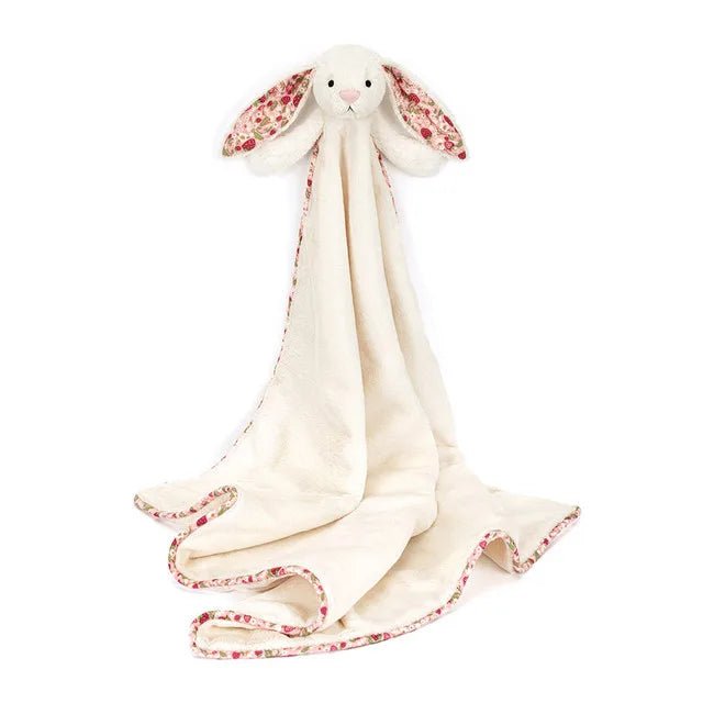 Jellycat Blossom Cream Bunny ‘Berry’ baby comforter, ideal for cuddles, naps and nursery gifting