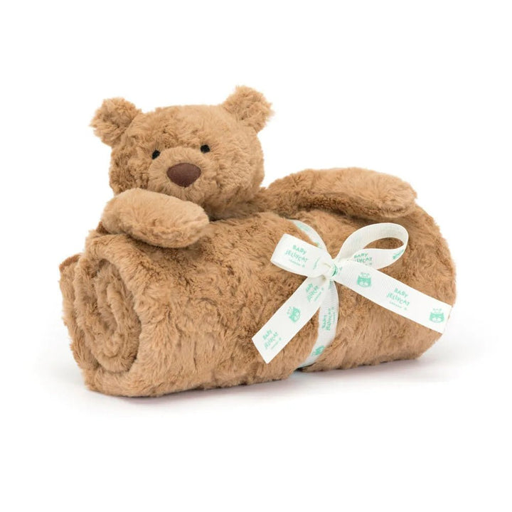 Jellycat Bartholomew Bear Blankie baby soother blanket with soft bear comforter design