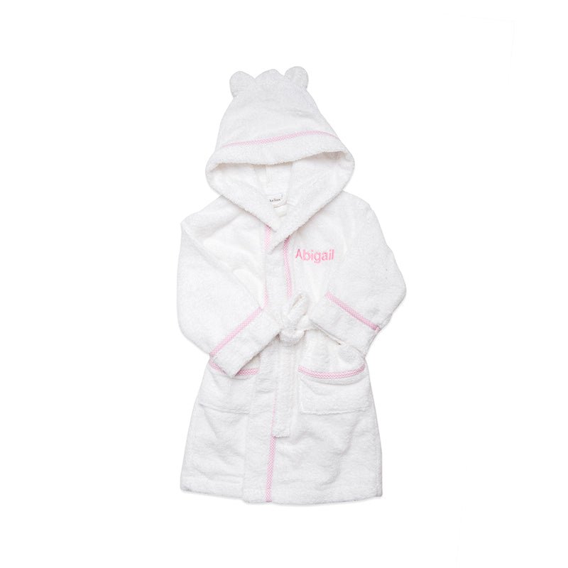 Personalised Luxury Pink Gingham Toweling Robe