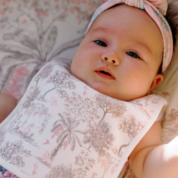 Reversible Bamboo Drool Bib Soft & Absorbent Fruit Toile | House of Holly (Multiple Colour Options)