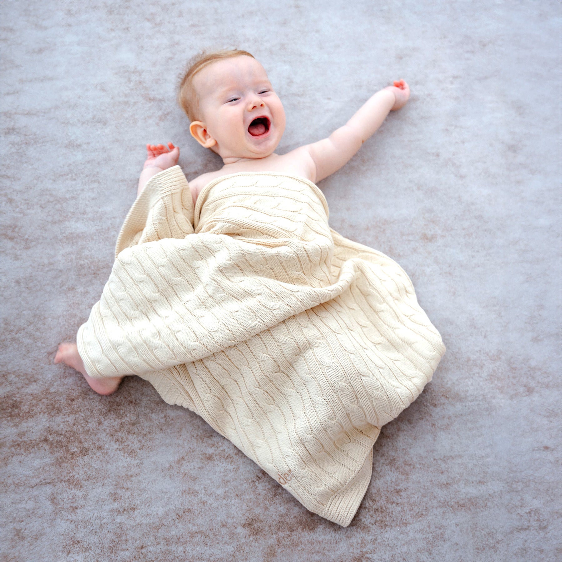  Personalised Luxury Baby Cable Knit Blanket - Cream 