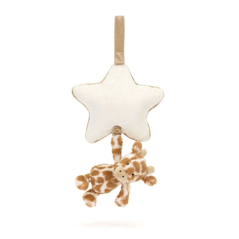 Jellycat giraffe plush with monochrome musical star