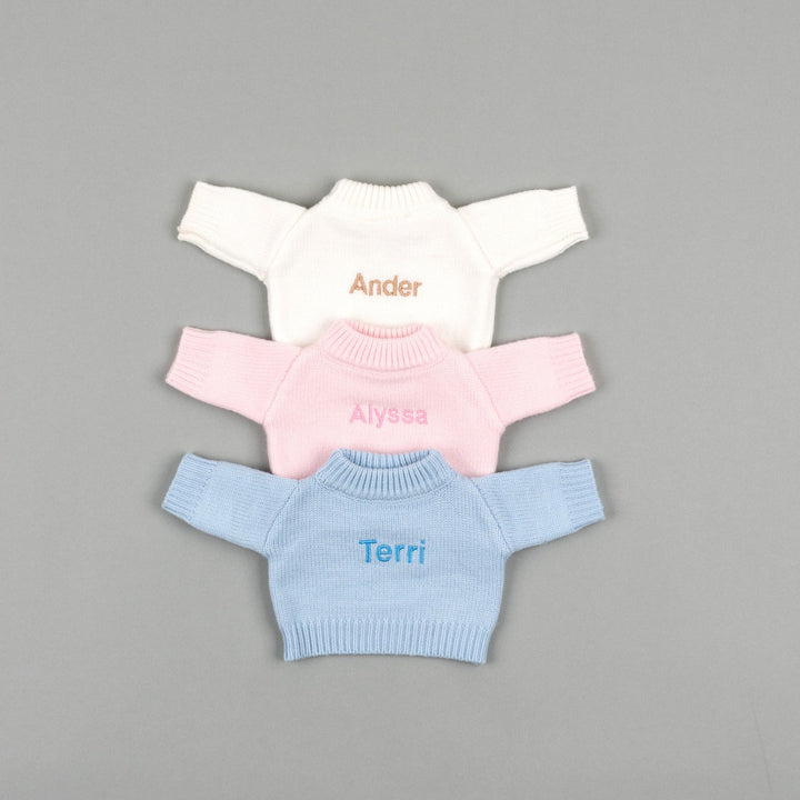 Personalised Soft Toy Clothes in Pink, Blue, Cream, Luxury Soft Toy Accessories