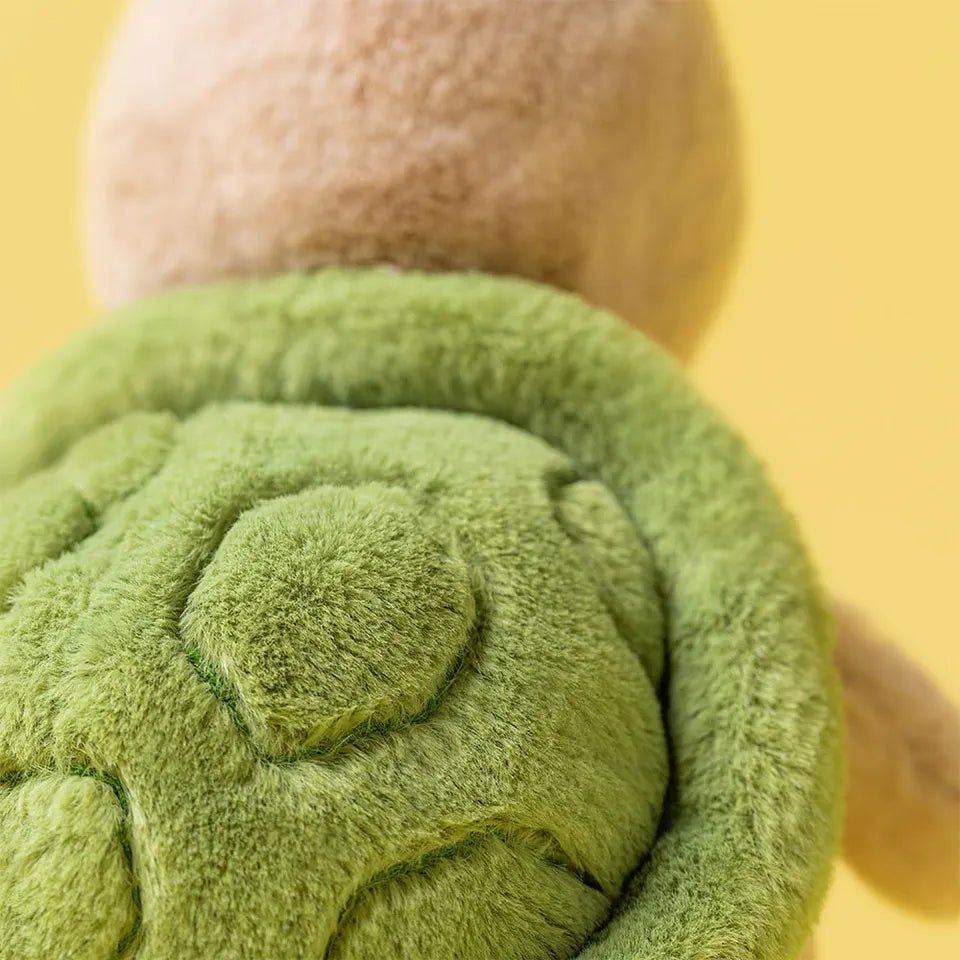 Close-up texture of Jellycat Thimble Turtle soft plush fur