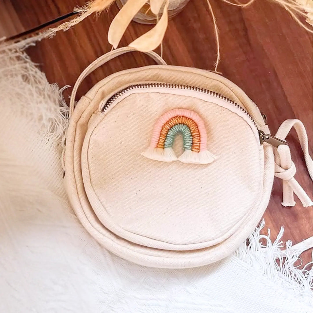Canvas Sling Bag with Rainbow