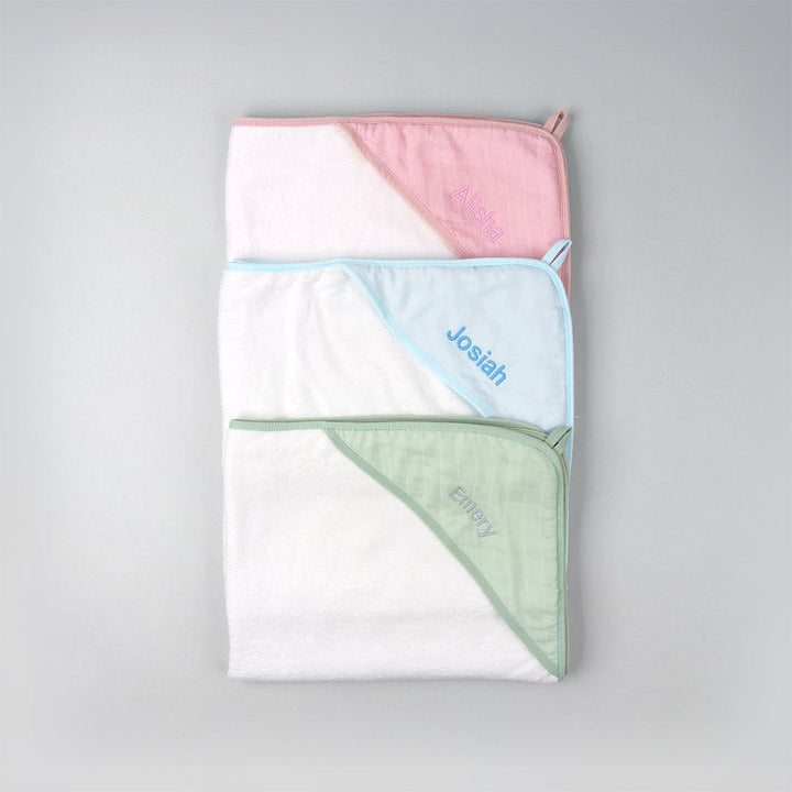 Personalised Baby Bamboo Hooded Towel in 3 colours