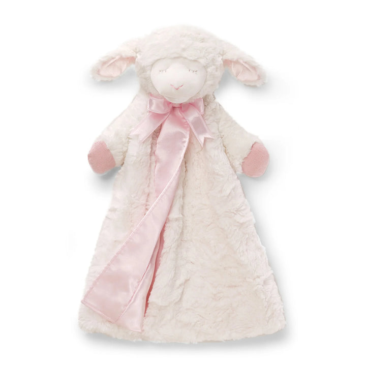 GUND Winky Lamb baby comforter soft toy in pastel pink with floppy ears and plush blanket body