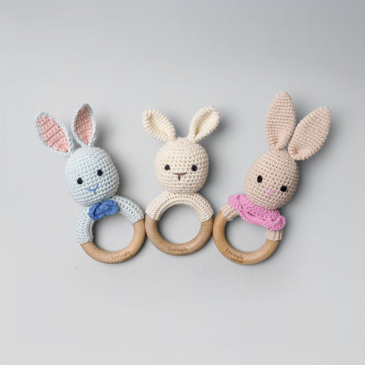 Bunny Rattle Teether in 3 Colours