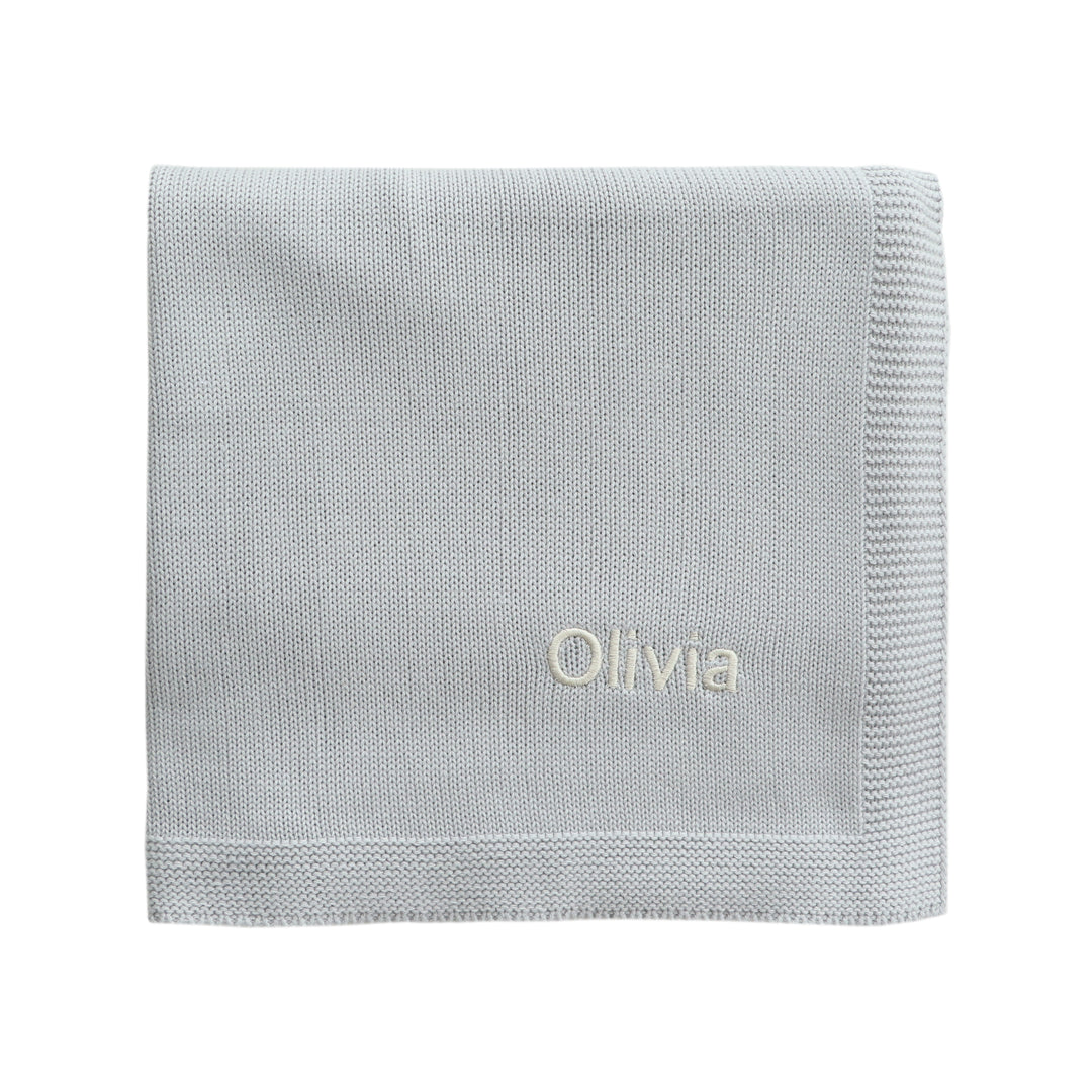 Personalised Baby Silky Cotton Blanket - Grey
