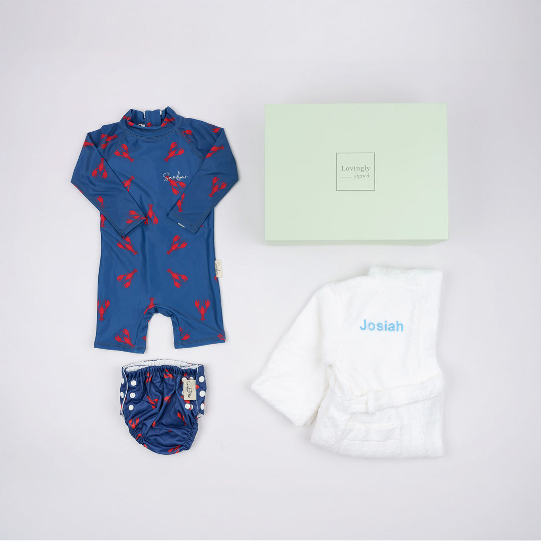 Baby First Deluxe Swim Gift Set in Red Lobster Design