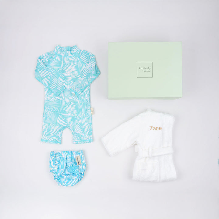 Baby First Swim Deluxe Gift Set in Green Fern Design 