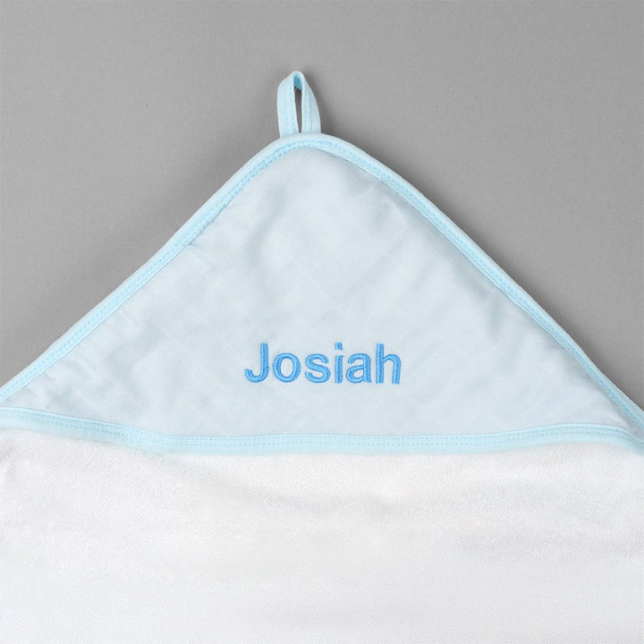 Personalised Baby Bamboo Hooded Towel in Blue