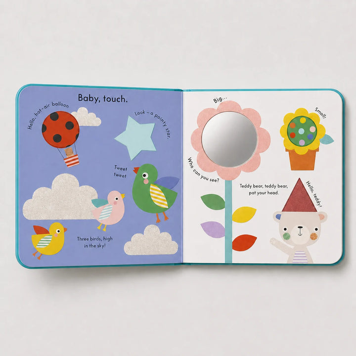 Children's book with colorful illustrations on a white background